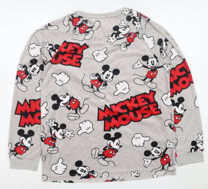 Disney Women's Grey Mickey Mouse Long Sleeve Fleece Nightshirt S
