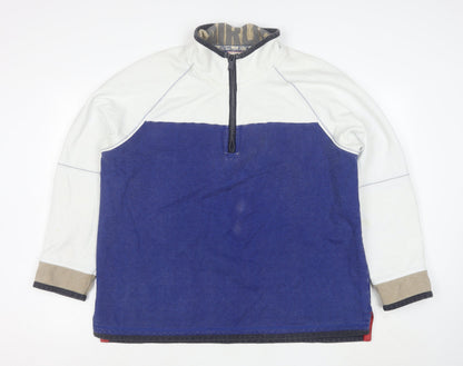 Fat Face Men Blue Cotton Half Zip Pullover Sweatshirt Size M