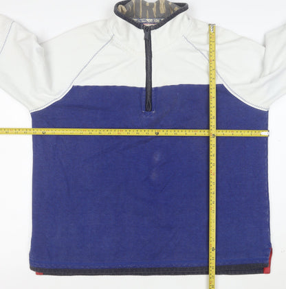 Fat Face Men Blue Cotton Half Zip Pullover Sweatshirt Size M