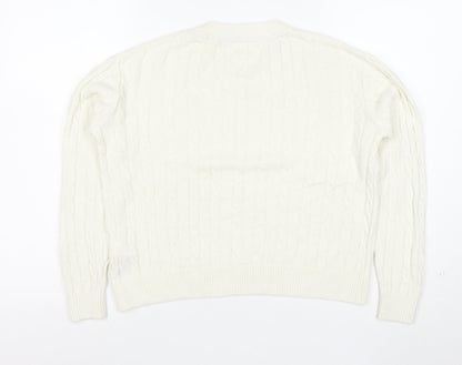 Tommy Hilfiger Girls Ivory Cable Knit Wool Blend Jumper Size 164