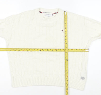 Tommy Hilfiger Girls Ivory Cable Knit Wool Blend Jumper Size 164