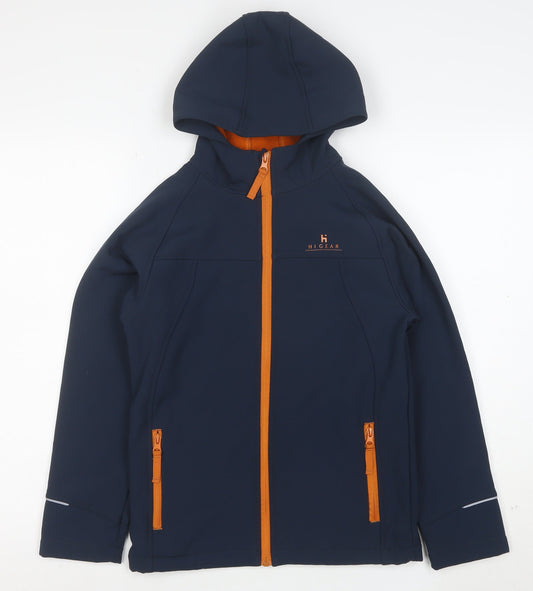 Hi Gear Boys Blue Soft Shell Hooded Jacket 11-12 Years Full Zip Outdoor