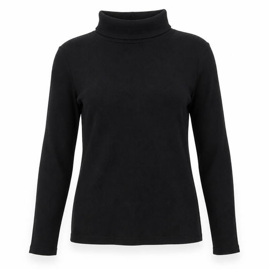 River Island Women's Black Roll Neck Long Sleeve Cotton Top Size 10