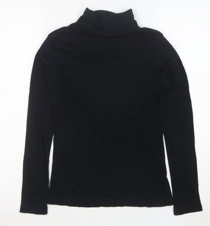 River Island Women's Black Roll Neck Long Sleeve Cotton Top Size 10