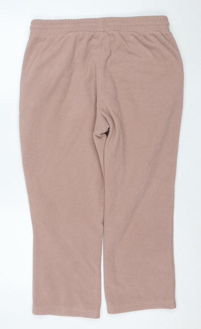 Damart Women Beige Fleece Sweatpants L UK 18/20 Elastic Waist Winter