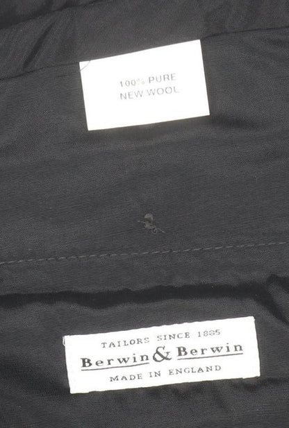 Berwin & Berwin Men's Black 42W Wool Pleated Dress Trousers