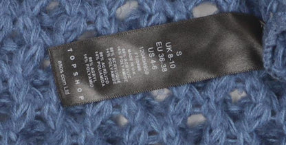 Topshop Women’s Blue Open-Knit Acrylic Pullover Jumper Size S UK 8-10