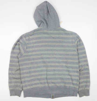 Billabong Men's Grey Striped Full Zip Hoodie Size S