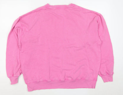 Hush Women's Pink Cotton Crew Neck Pullover Sweatshirt Size S