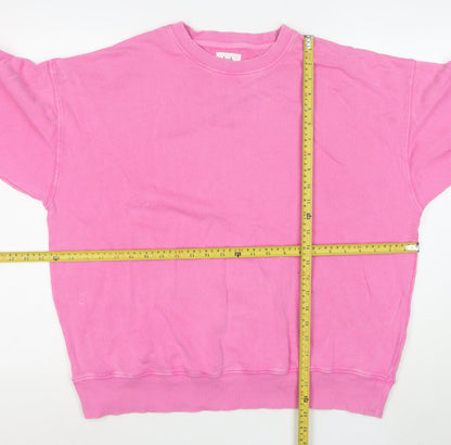 Hush Women's Pink Cotton Crew Neck Pullover Sweatshirt Size S