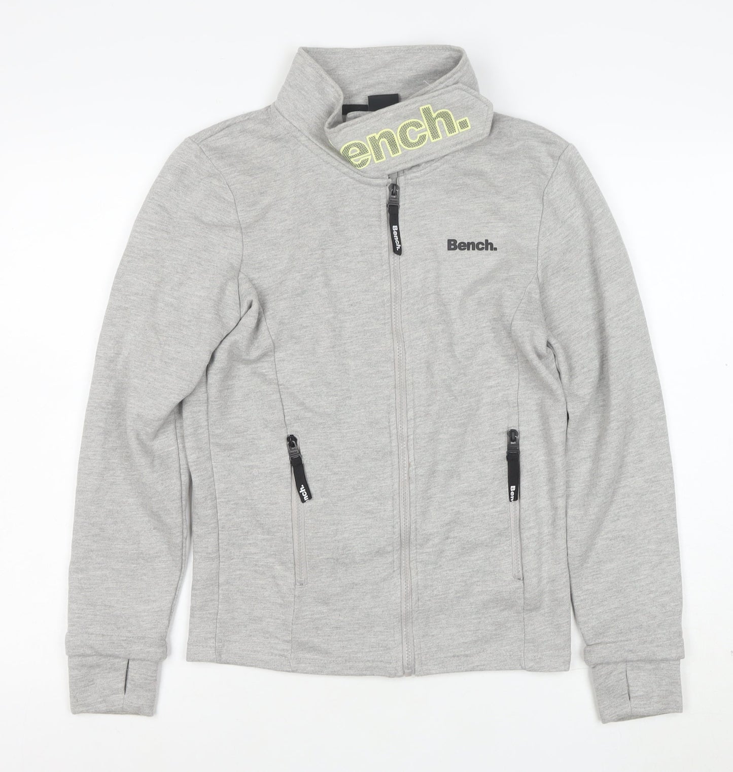 Bench Womens Grey Full Zip Hoodie XS Casual Lightweight Sweatshirt