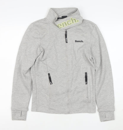 Bench Womens Grey Full Zip Hoodie XS Casual Lightweight Sweatshirt