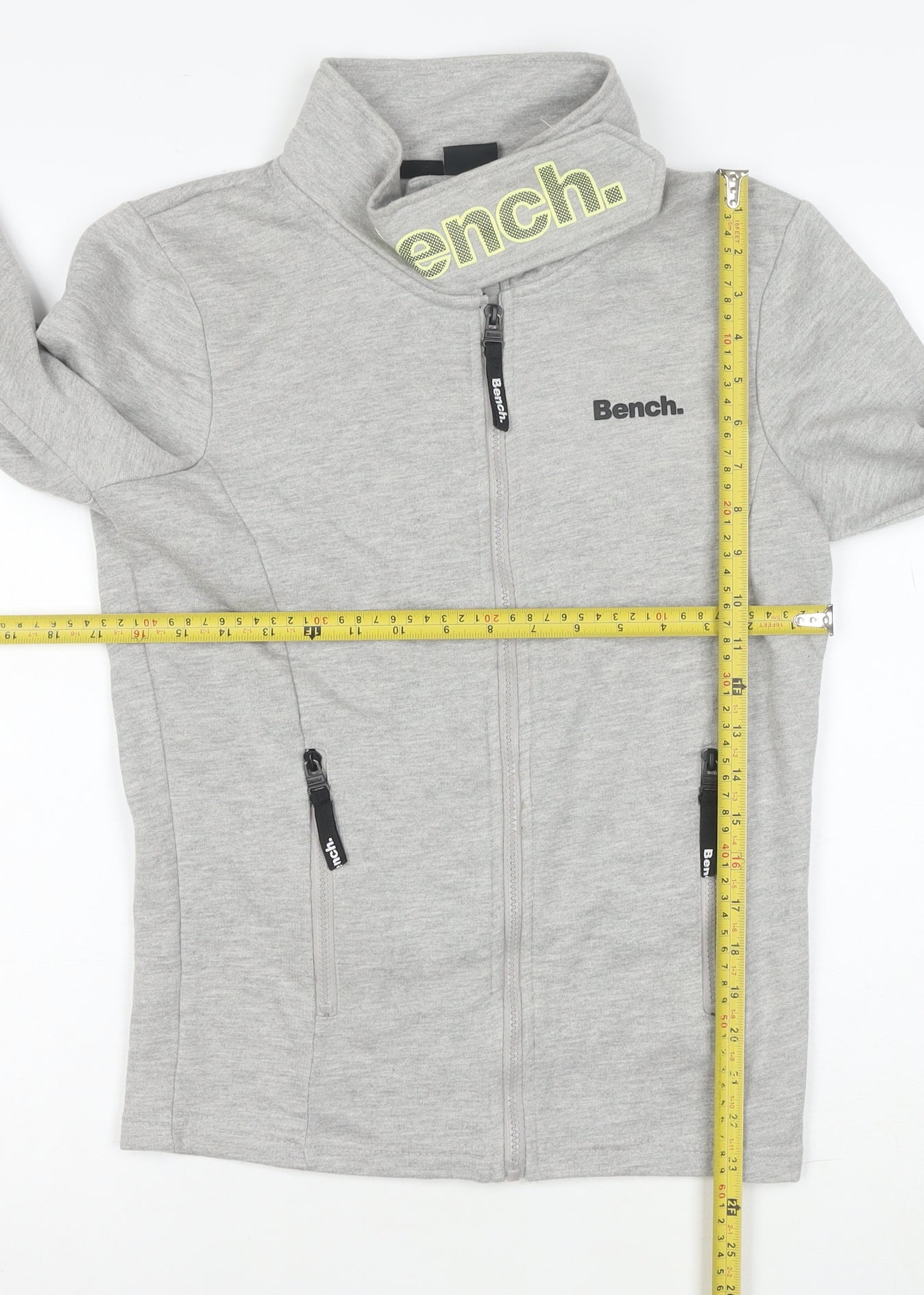 Bench Womens Grey Full Zip Hoodie XS Casual Lightweight Sweatshirt