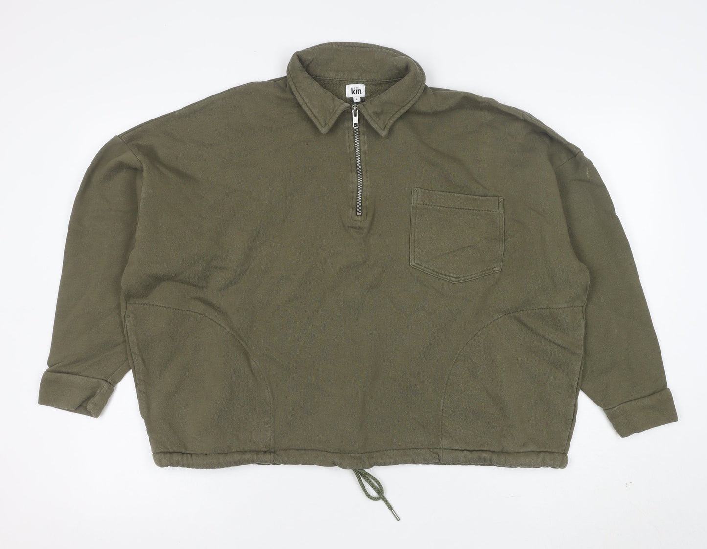 Kin Women’s Khaki Green 1/2 Zip Cotton Sweatshirt Size L