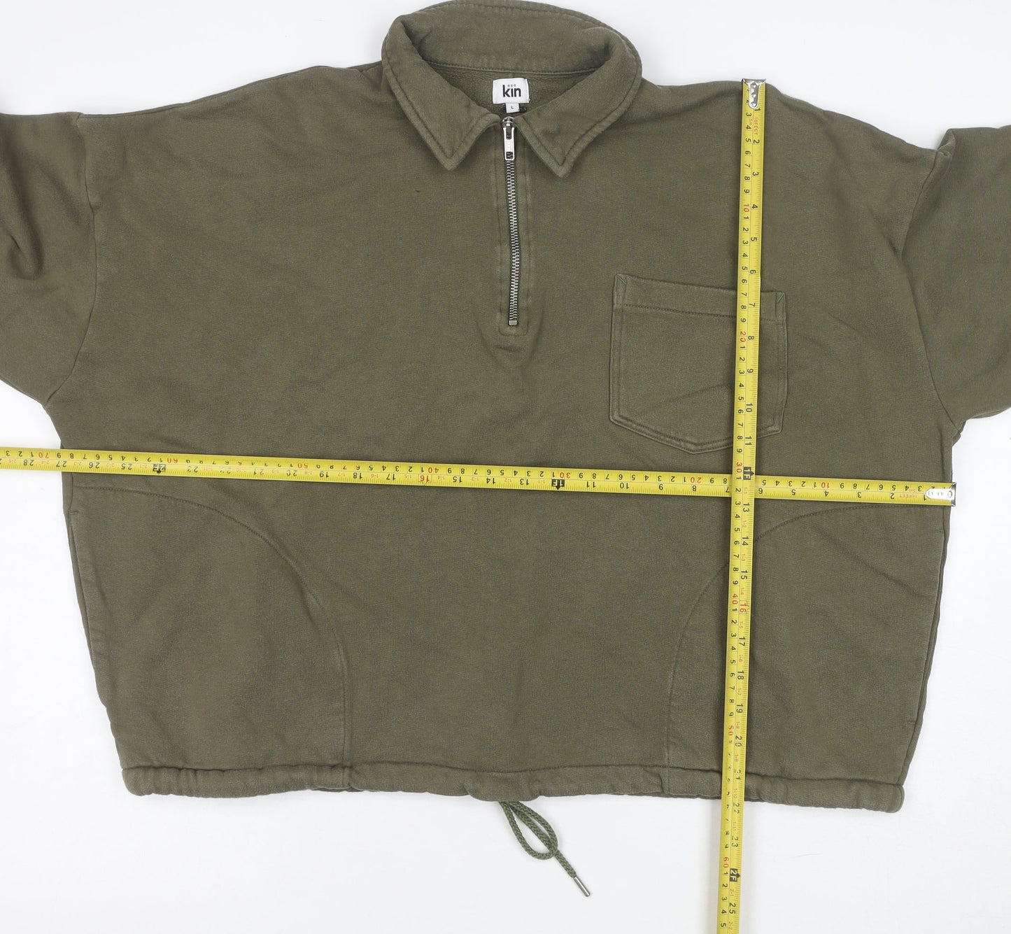 Kin Women’s Khaki Green 1/2 Zip Cotton Sweatshirt Size L