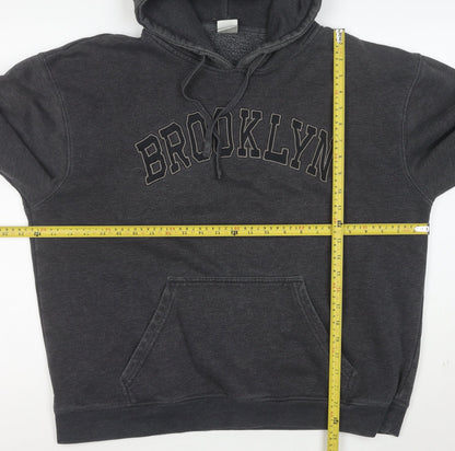 Zayan Mens Grey XL Pullover Hoodie Brooklyn Graphic Fleece
