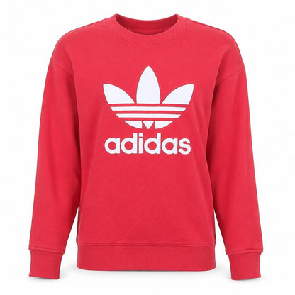 Adidas Womens Red Crew Neck Pullover Sweatshirt XS UK 6