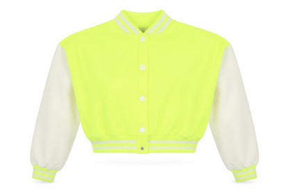 STYOUROUTFIT Women's Yellow Varsity Jacket Size 12 Cropped Casual