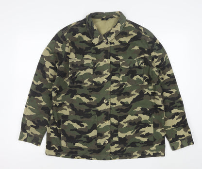 New Look Women Green Camo Military Jacket Size 14 Cotton