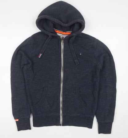 Superdry Men's Blue Full Zip Hoodie Size M Cotton Blend