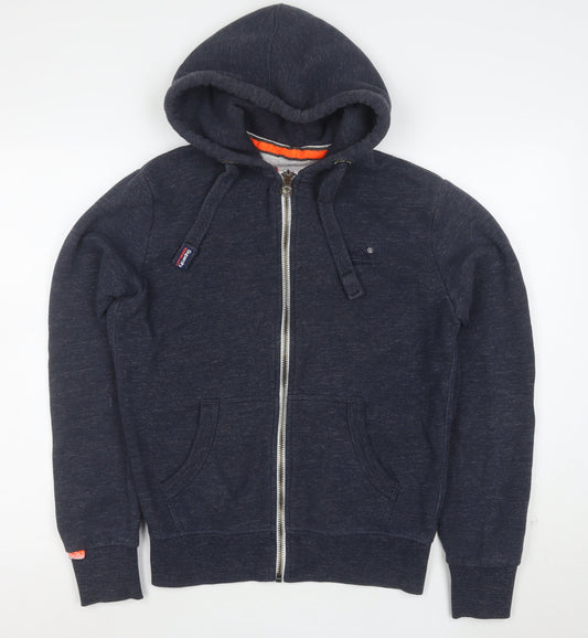 Superdry Men's Blue Full Zip Hoodie Size M Cotton Blend