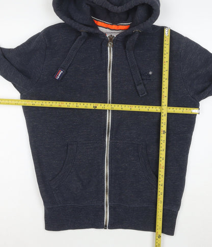 Superdry Men's Blue Full Zip Hoodie Size M Cotton Blend