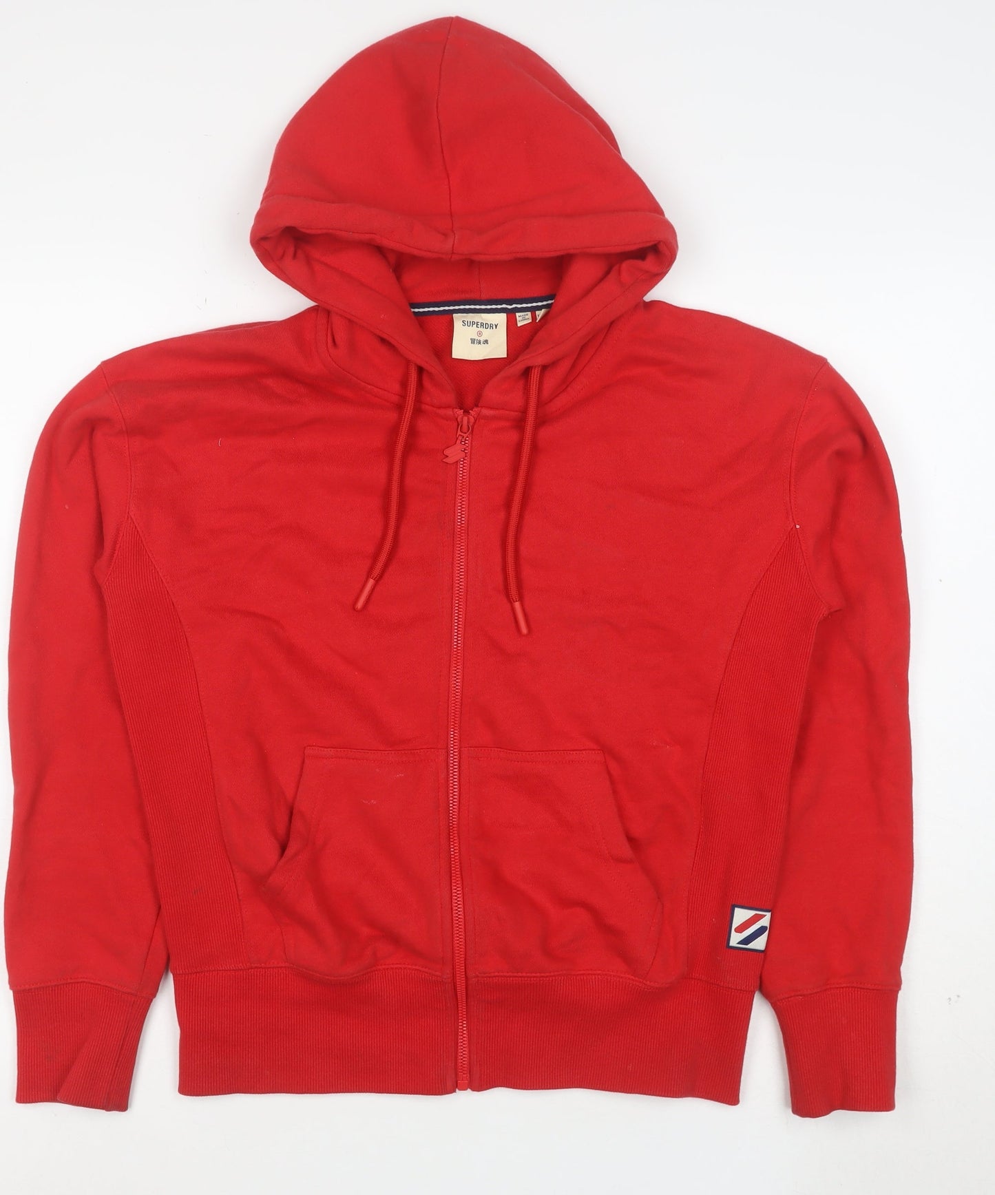 Superdry Men's Red Full Zip Hoodie Size M Regular Fit Cotton