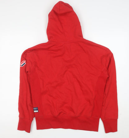Superdry Men's Red Full Zip Hoodie Size M Regular Fit Cotton