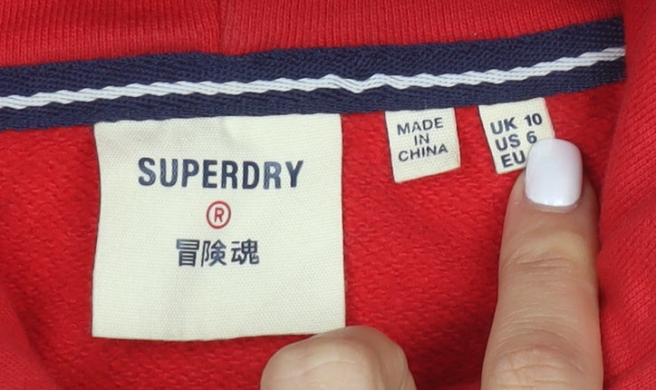 Superdry Men's Red Full Zip Hoodie Size M Regular Fit Cotton