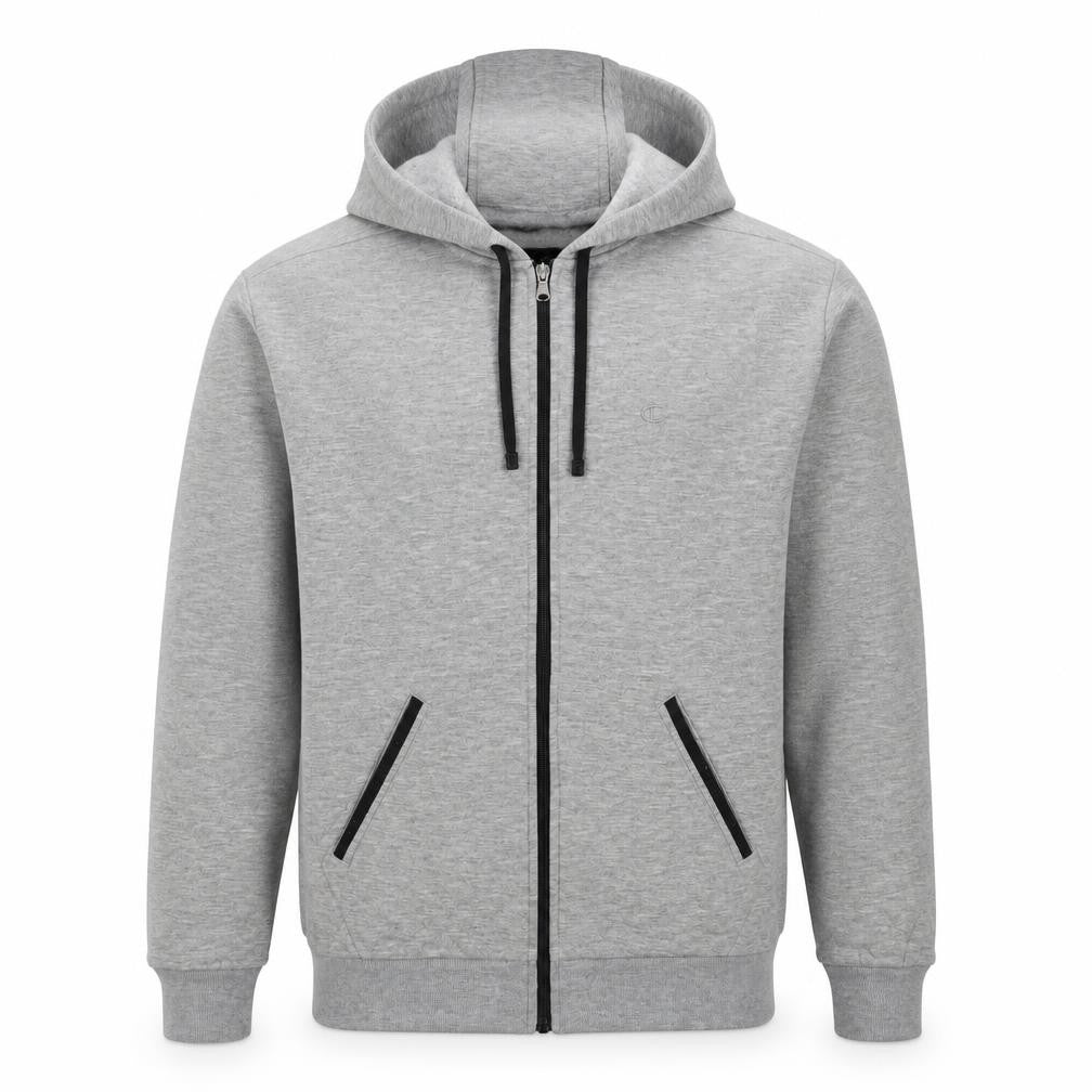Champion Men's Grey Full Zip Hoodie Size M Fleece Lined