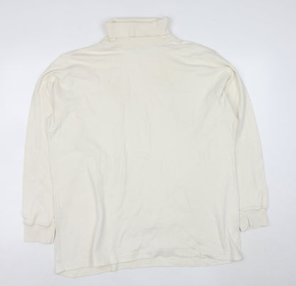 Lyle & Scott Men's Ivory Roll Neck Cotton Pullover Sweatshirt XL