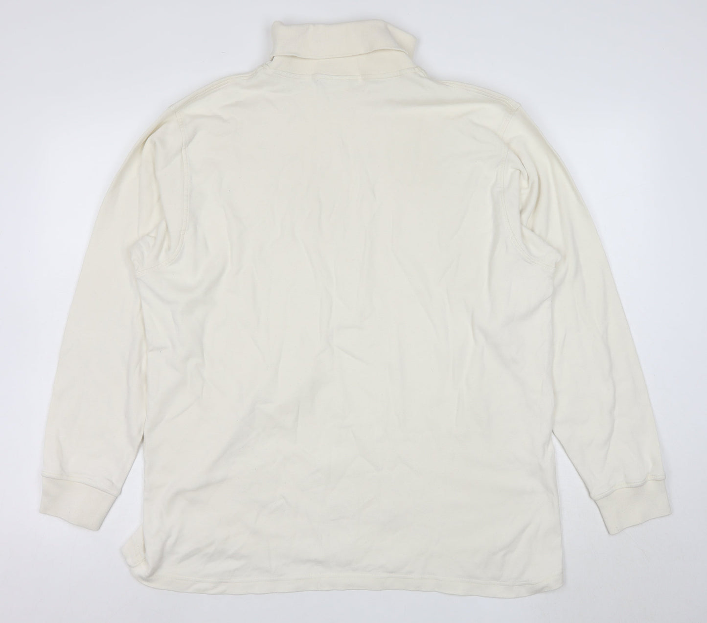 Lyle & Scott Men's Ivory Roll Neck Cotton Pullover Sweatshirt XL