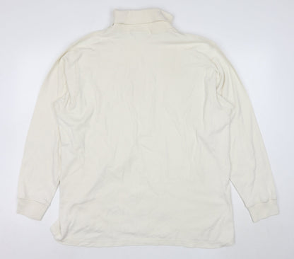 Lyle & Scott Men's Ivory Roll Neck Cotton Pullover Sweatshirt XL