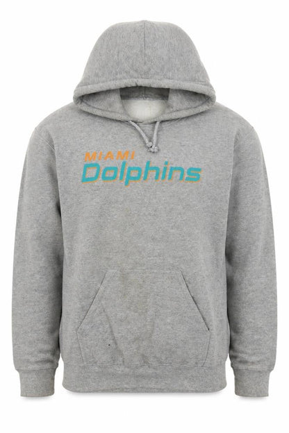 NFL Team Apparel Men’s Grey Miami Dolphins Pullover Hoodie Size S