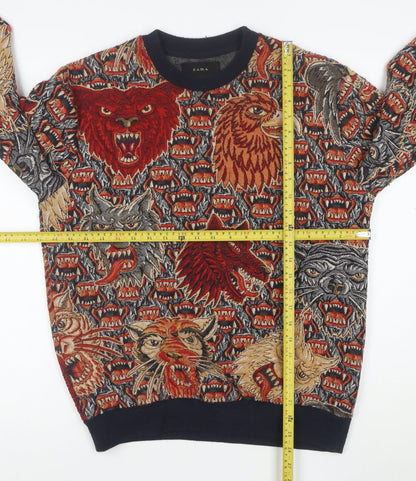Zara Men's Multicoloured Animal Print Embroidered Jacket S