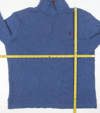 Polo Ralph Lauren Men's Blue 1/4 Zip Cotton Pullover Sweatshirt Size L