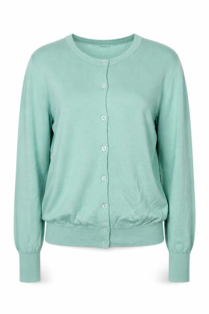 Uniqlo Women's Green Cotton Crew Neck Cardigan Size S