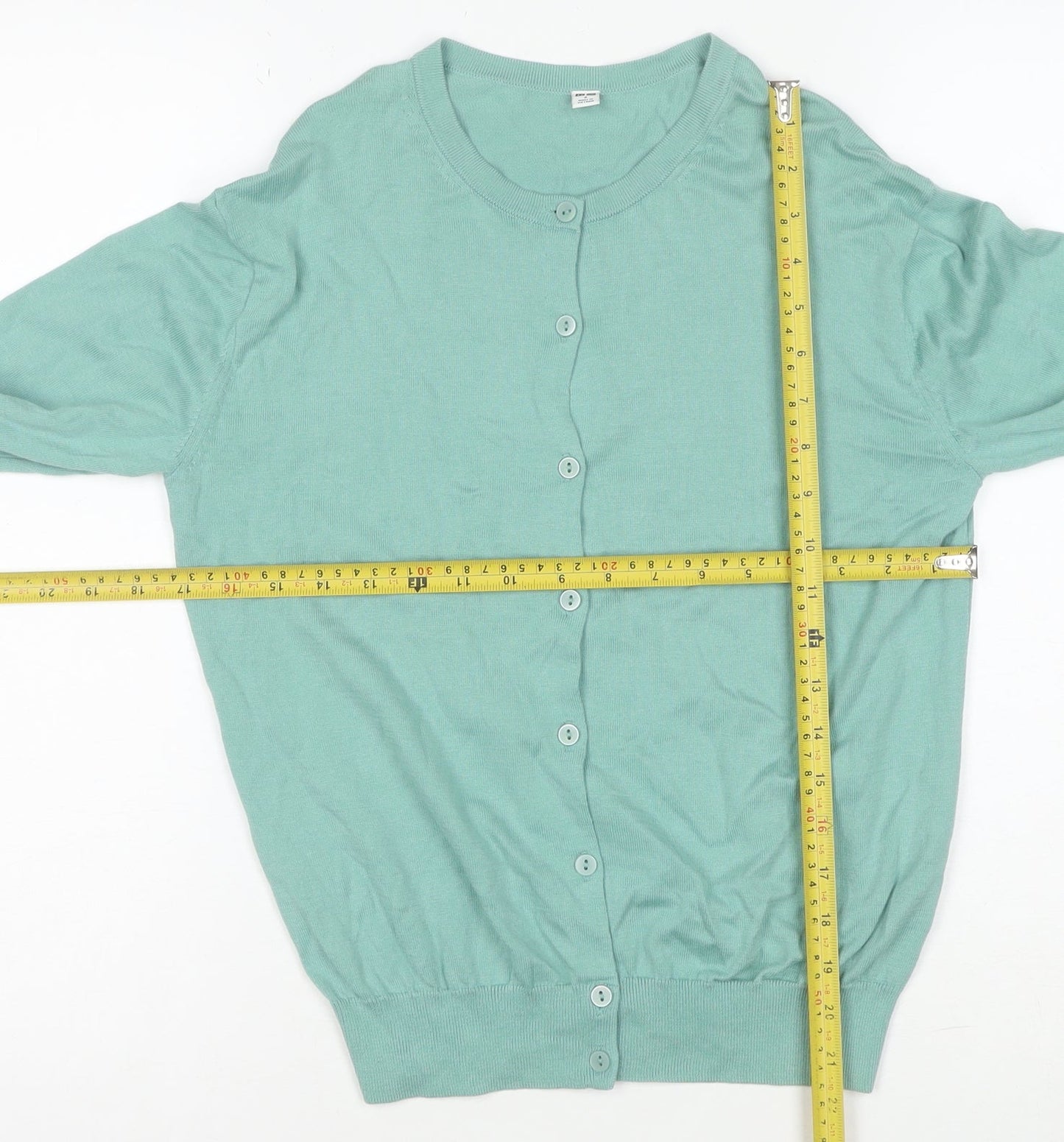 Uniqlo Women's Green Cotton Crew Neck Cardigan Size S