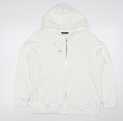Marks and Spencer Women White Full Zip Hoodie Size 16 Cotton Blend