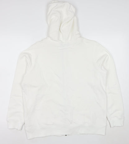 Marks and Spencer Women White Full Zip Hoodie Size 16 Cotton Blend
