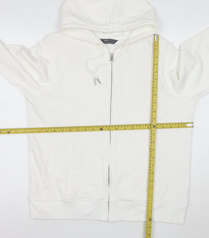 Marks and Spencer Women White Full Zip Hoodie Size 16 Cotton Blend