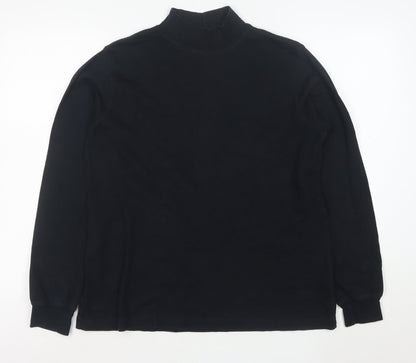 Lands' End Women's Black Mock Neck Long Sleeve Cotton Top Size 10-12