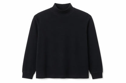 Lands' End Women's Black Mock Neck Long Sleeve Cotton Top Size 10-12