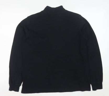 Lands' End Women's Black Mock Neck Long Sleeve Cotton Top Size 10-12