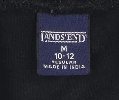 Lands' End Women's Black Mock Neck Long Sleeve Cotton Top Size 10-12