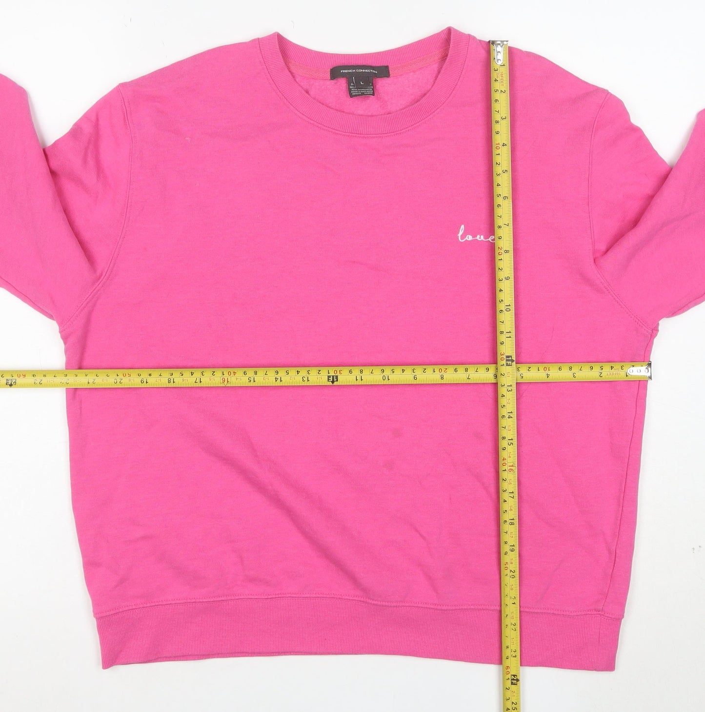 French Connection Women’s Pink Cotton Crew Neck Pullover Sweatshirt Size L