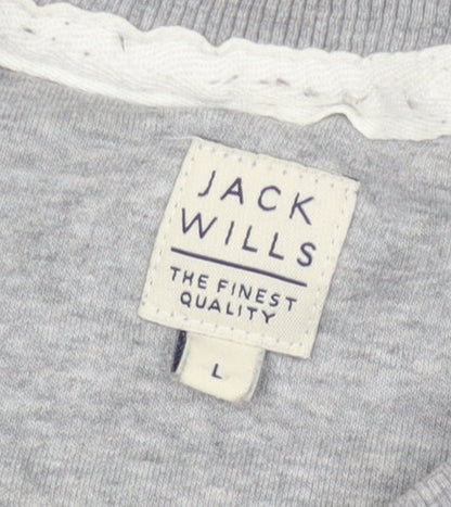 Jack Wills Men’s Grey Logo Pullover Sweatshirt L Regular Fit