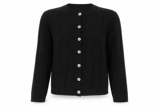 ASOS Womens Black Knit Crew Neck Button Cardigan Size S