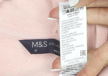 Marks and Spencer Women's Pink Pullover Hoodie Size 22 Cotton Blend