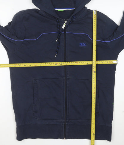 Hugo Boss Men's Blue M Full Zip Cotton Hoodie Sweatshirt